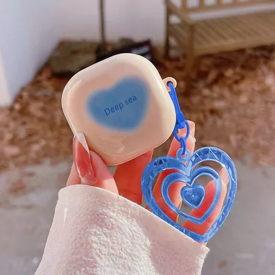 Microsonic Samsung Galaxy Buds Core Kılıf Süslü Renkli Kalp Desenli Mavi