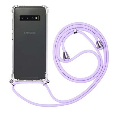 Microsonic Samsung Galaxy S10 Plus Kılıf Neck Lanyard Lila