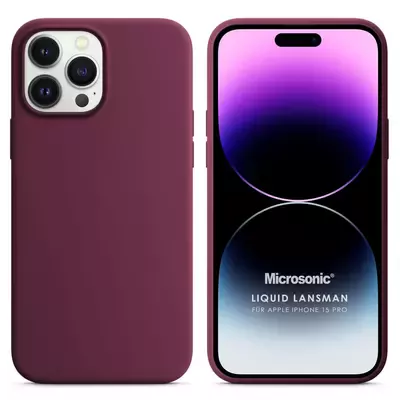 Microsonic Apple iPhone 15 Pro Kılıf Liquid Lansman Silikon Bordo