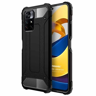 Microsonic Xiaomi Redmi Note 11T Kılıf Rugged Armor Siyah