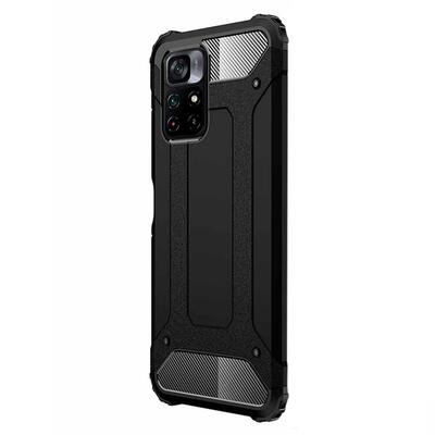 Microsonic Xiaomi Redmi Note 11T Kılıf Rugged Armor Siyah