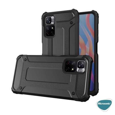 Microsonic Xiaomi Redmi Note 11T Kılıf Rugged Armor Siyah