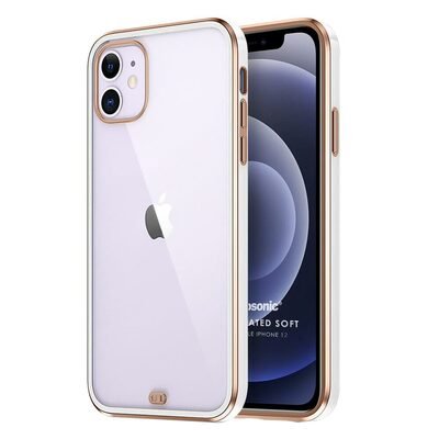 Microsonic Apple iPhone 12 Kılıf Laser Plated Soft Beyaz