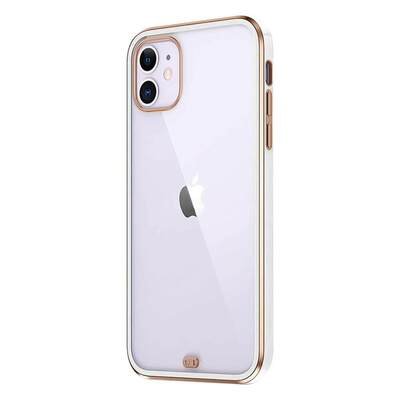 Microsonic Apple iPhone 12 Kılıf Laser Plated Soft Beyaz