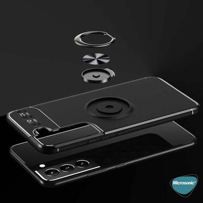 Microsonic Samsung Galaxy S22 Plus Kılıf Kickstand Ring Holder Kırmızı