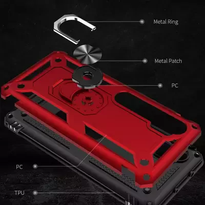 Microsonic Xiaomi Mi Note 10 Pro Kılıf Military Ring Holder Siyah