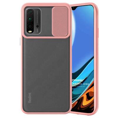 Microsonic Xiaomi Redmi 9T Kılıf Slide Camera Lens Protection Rose Gold