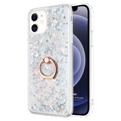 Microsonic Apple iPhone 12 Kılıf Glitter Liquid Holder Gümüş