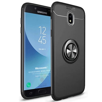 Microsonic Samsung Galaxy J7 Pro Kılıf Kickstand Ring Holder Siyah