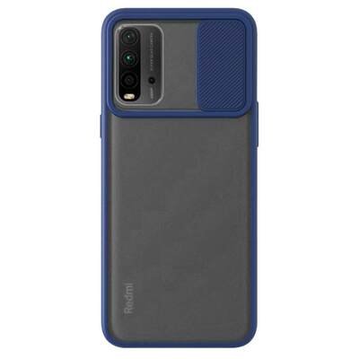 Microsonic Xiaomi Redmi 9T Kılıf Slide Camera Lens Protection Lacivert