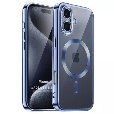 Microsonic Apple iPhone 17 Kılıf MagSafe Luxury Electroplate Mavi