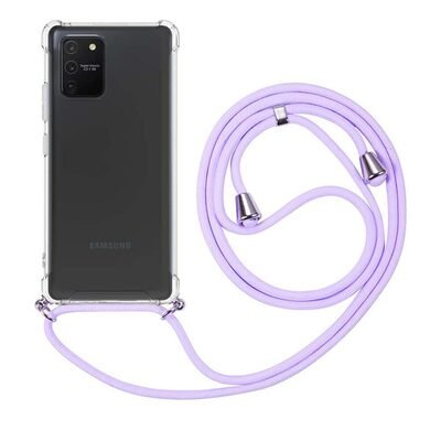 Microsonic Samsung Galaxy A91 Kılıf Neck Lanyard Lila