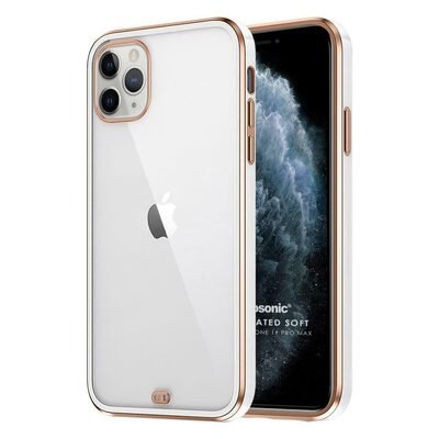 Microsonic Apple iPhone 11 Pro Max Kılıf Laser Plated Soft Beyaz