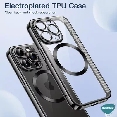 Microsonic Apple iPhone 17 Kılıf MagSafe Luxury Electroplate Koyu Gri