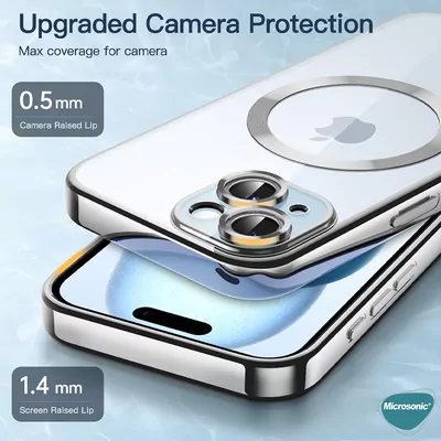 Microsonic Apple iPhone 17 Kılıf MagSafe Luxury Electroplate Koyu Gri