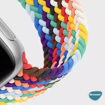 Microsonic Apple Watch Series 9 45mm Kordon, (Large Size, 160mm) Braided Solo Loop Band Pride Edition