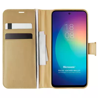 Microsonic Reeder S19 Max Pro S Zoom Kılıf Delux Leather Wallet Gold