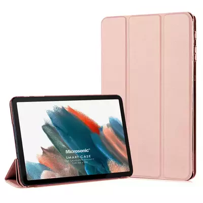 Microsonic Samsung Galaxy Tab A8 X200 Kılıf Slim Translucent Back Smart Cover Rose Gold