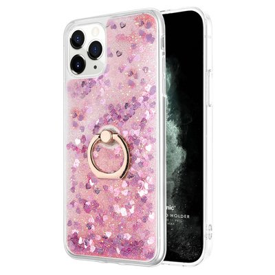 Microsonic Apple iPhone 11 Pro Kılıf Glitter Liquid Holder Pembe