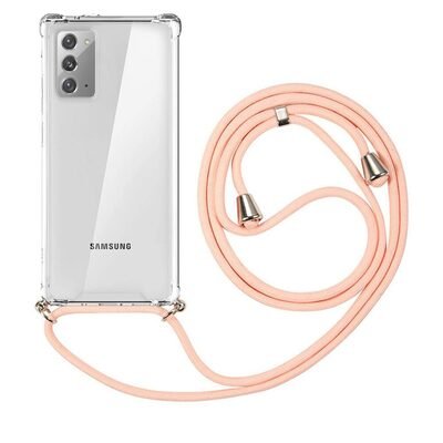 Microsonic Samsung Galaxy Note 20 Kılıf Neck Lanyard Rose Gold