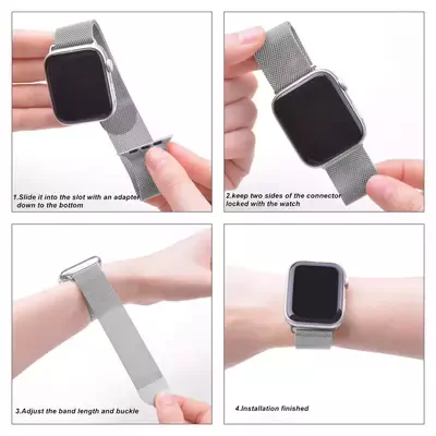 Microsonic Apple Watch 5 44mm Milanese Loop Version 3 Kordon Koyu Kırmızı