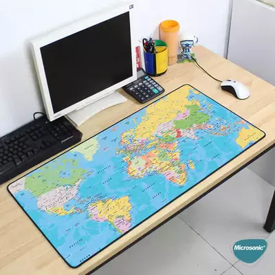 Microsonic Mouse Pad 90x40cm Desenli Siyah Harita