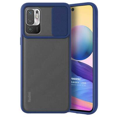 Microsonic Xiaomi Redmi Note 10 5G Kılıf Slide Camera Lens Protection Lacivert