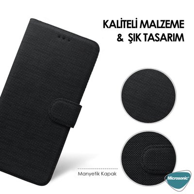 Microsonic Samsung Galaxy S21 FE Kılıf Fabric Book Wallet Kırmızı