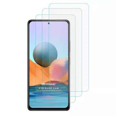 Microsonic Xiaomi Redmi Note 10 Pro Max Screen Protector Nano Glass Cam Ekran Koruyucu (3`lü Paket)