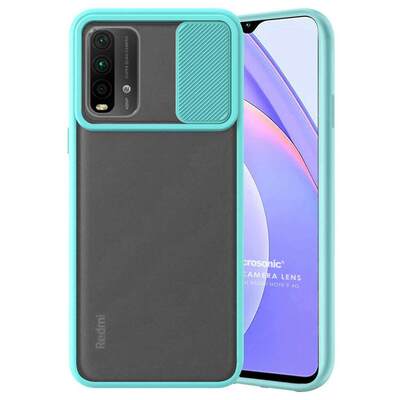 Microsonic Xiaomi Redmi Note 9 4G Kılıf Slide Camera Lens Protection Turkuaz