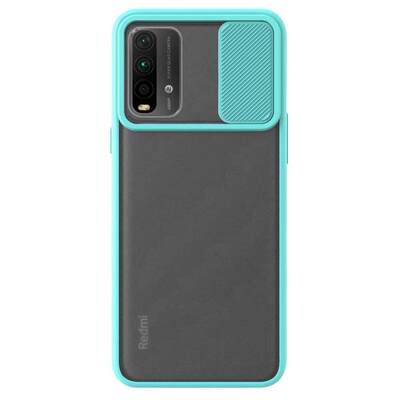 Microsonic Xiaomi Redmi Note 9 4G Kılıf Slide Camera Lens Protection Turkuaz