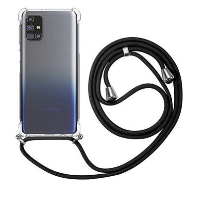 Microsonic Samsung Galaxy M31s Kılıf Neck Lanyard Siyah