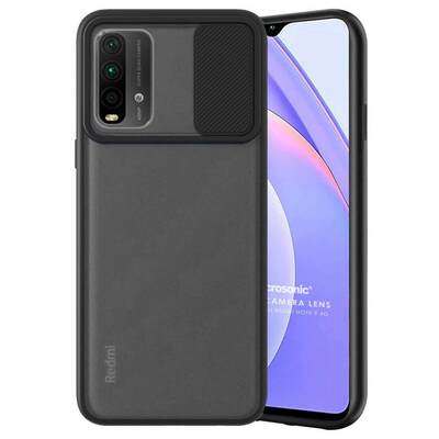 Microsonic Xiaomi Redmi Note 9 4G Kılıf Slide Camera Lens Protection Siyah