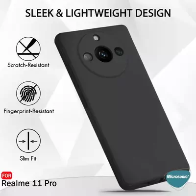 Microsonic Matte Silicone Realme 11 Pro+ Kılıf Siyah