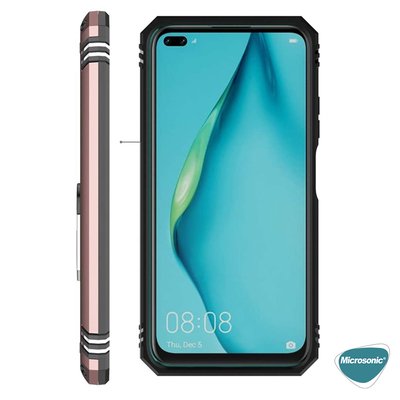 Microsonic Oppo Reno 4 Lite Kılıf Military Ring Holder Rose Gold