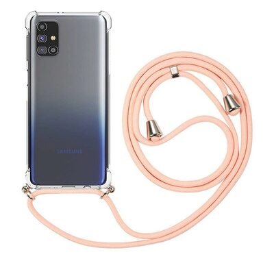 Microsonic Samsung Galaxy M31s Kılıf Neck Lanyard Rose Gold