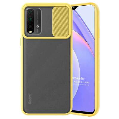 Microsonic Xiaomi Redmi Note 9 4G Kılıf Slide Camera Lens Protection Sarı