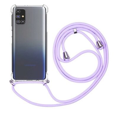 Microsonic Samsung Galaxy M31s Kılıf Neck Lanyard Lila