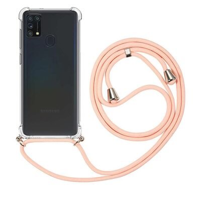 Microsonic Samsung Galaxy M31 Kılıf Neck Lanyard Rose Gold