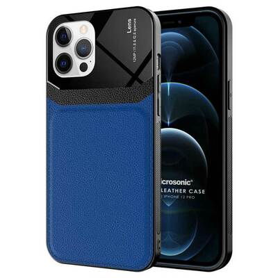 Microsonic Apple iPhone 12 Pro Kılıf Uniq Leather Lacivert