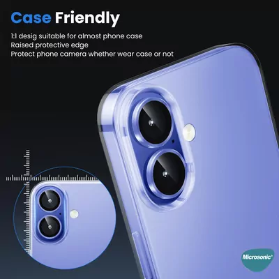 Microsonic Apple iPhone 17 Tekli Kamera Lens Koruma Camı Mavi