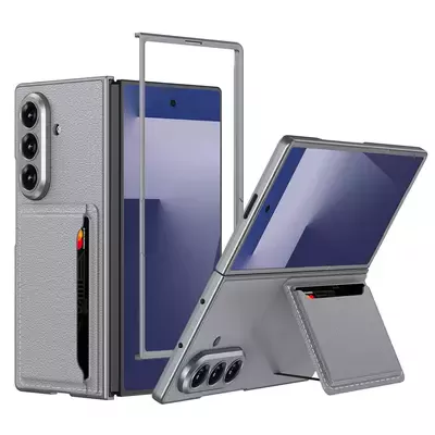 Microsonic Samsung Galaxy Z Fold 7 Kılıf LuxGrip Wallet Gri