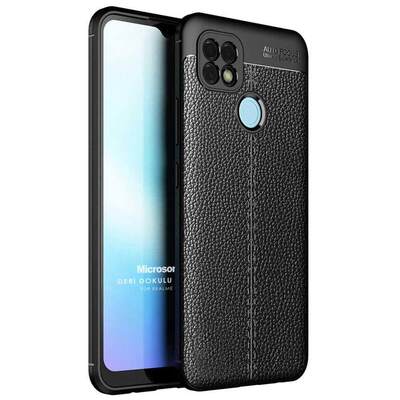 Microsonic Realme C25s Kılıf Deri Dokulu Silikon Siyah