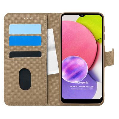 Microsonic Samsung Galaxy A03s Kılıf Fabric Book Wallet Gold