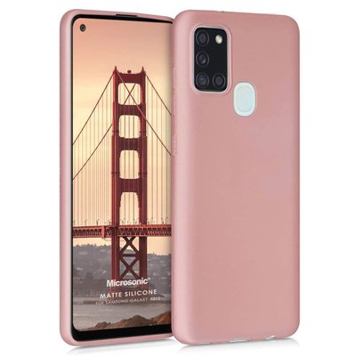 Microsonic Samsung Galaxy A21s Kılıf Matte Silicone Rose Gold