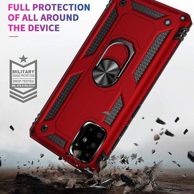 Microsonic Samsung Galaxy A71 Kılıf Military Ring Holder Gümüş