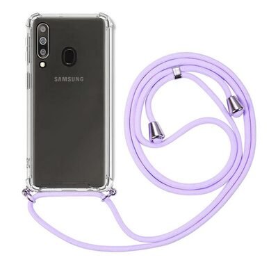 Microsonic Samsung Galaxy M30 Kılıf Neck Lanyard Lila