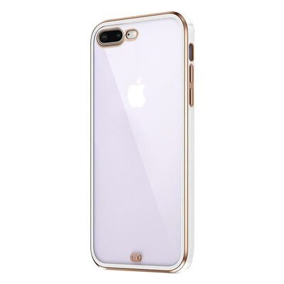 Microsonic Apple iPhone 8 Plus Kılıf Laser Plated Soft Beyaz