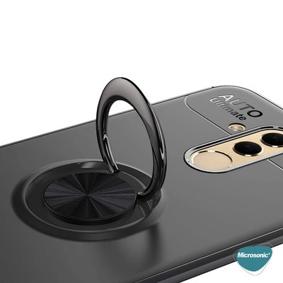 Microsonic Huawei Mate 20 Lite Kılıf Kickstand Ring Holder Kırmızı