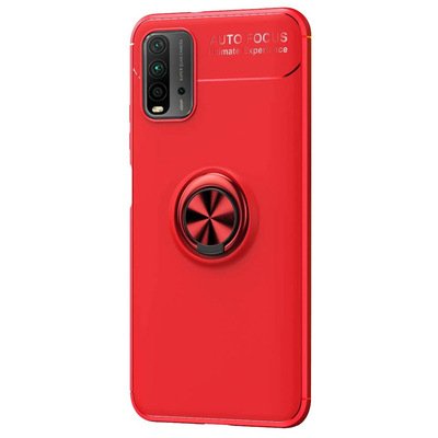 Microsonic Xiaomi Redmi 9T Kılıf Kickstand Ring Holder Kırmızı